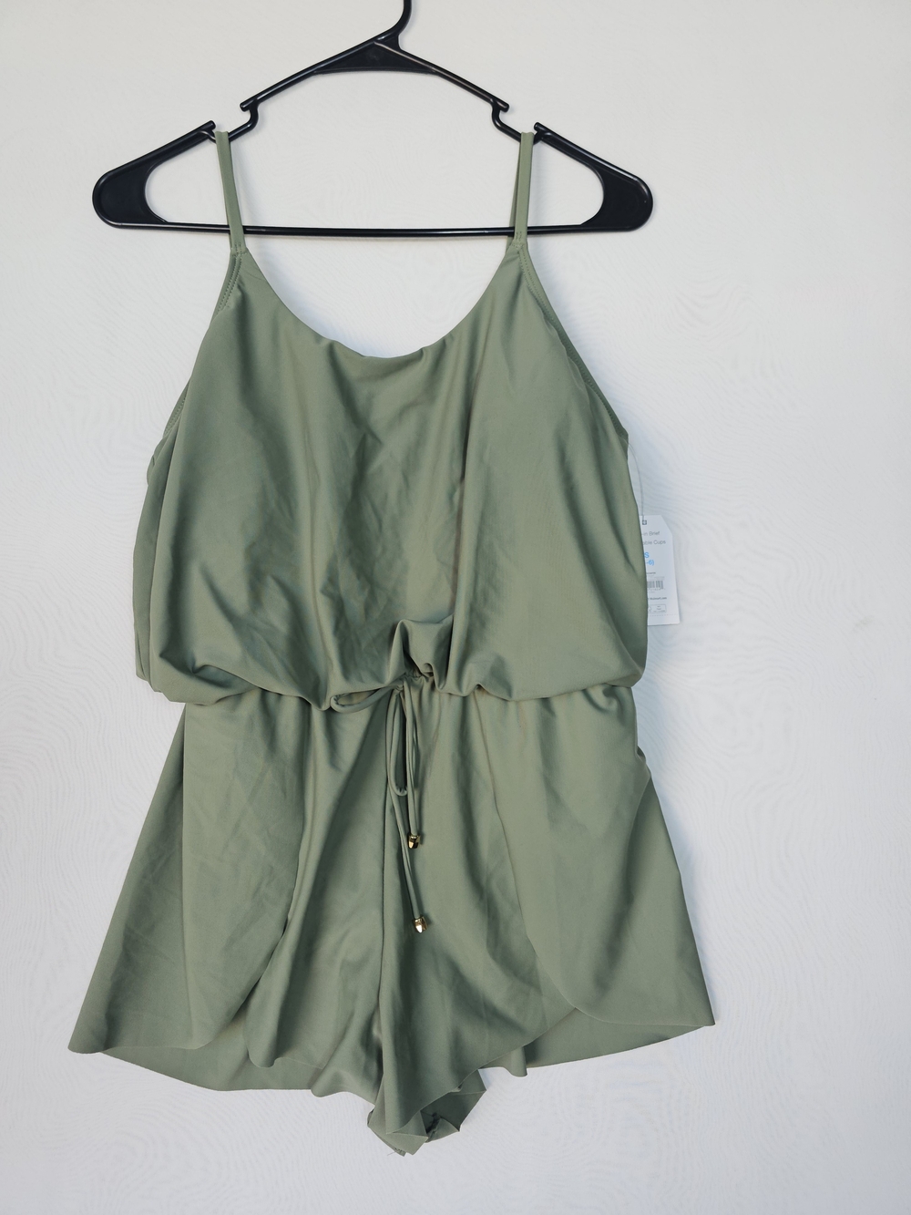 NWT Time & Tru Green One Piece Swimsuit Romper - Size S (4-6)